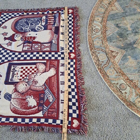 Vintage Howard Design Tapestry Throw Blanket All 4 Seasons Bunny Bear Snowman - Picture 7 of 9